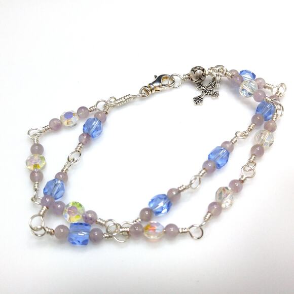 Handmade Wire Wrapped 2 Strand Bracelet, Cross Charm - Picture 8 of 10